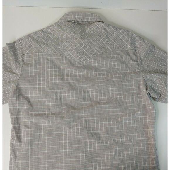 Wrangler Mens Large Short Sleeve Brown-ish Plaid Pearl Snap Shirt - Picture 11 of 11